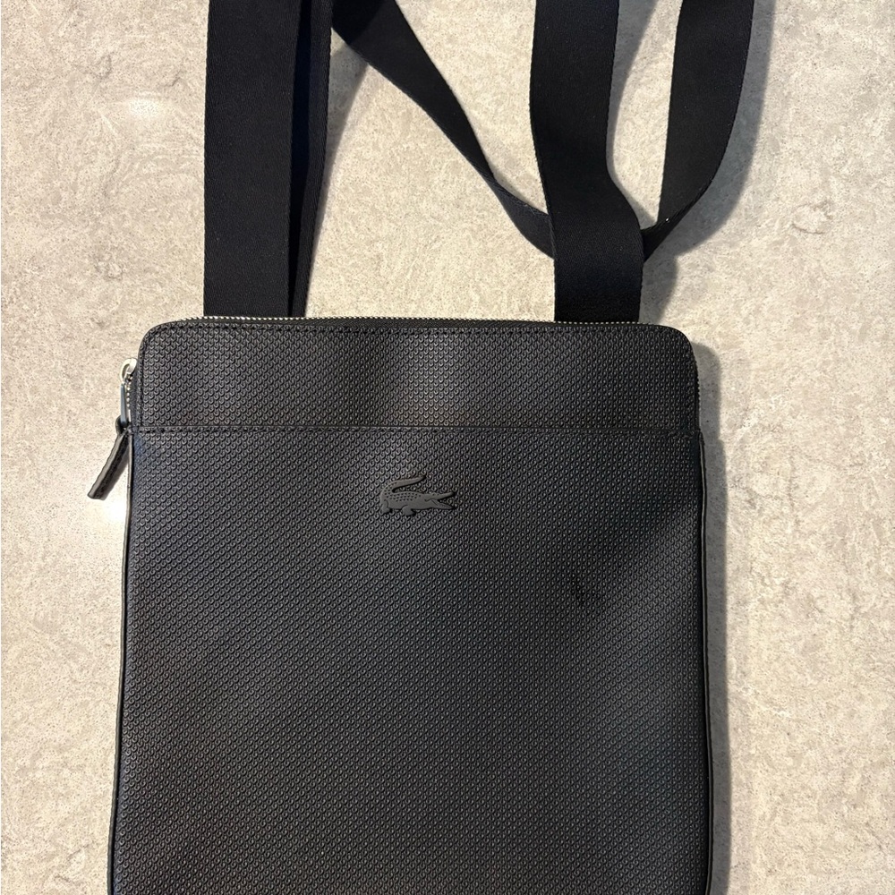 Lacoste Black Crossbody Bag Messenger Shoulder Bag Crocodile Logo